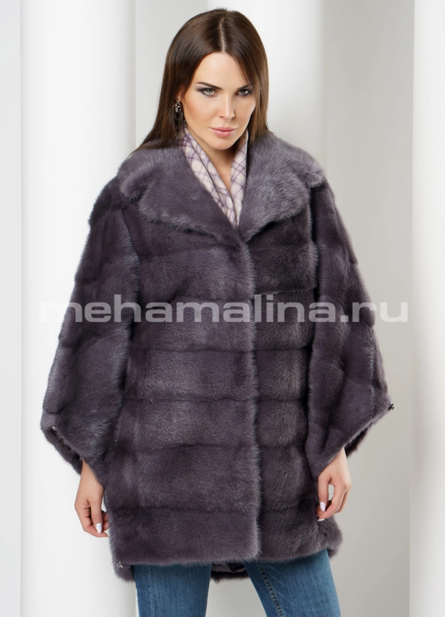 Шуба из норки цвет графит модель № S-630 универмаг малина