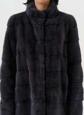 Норковая шуба трансформер, поперечная со стойкой