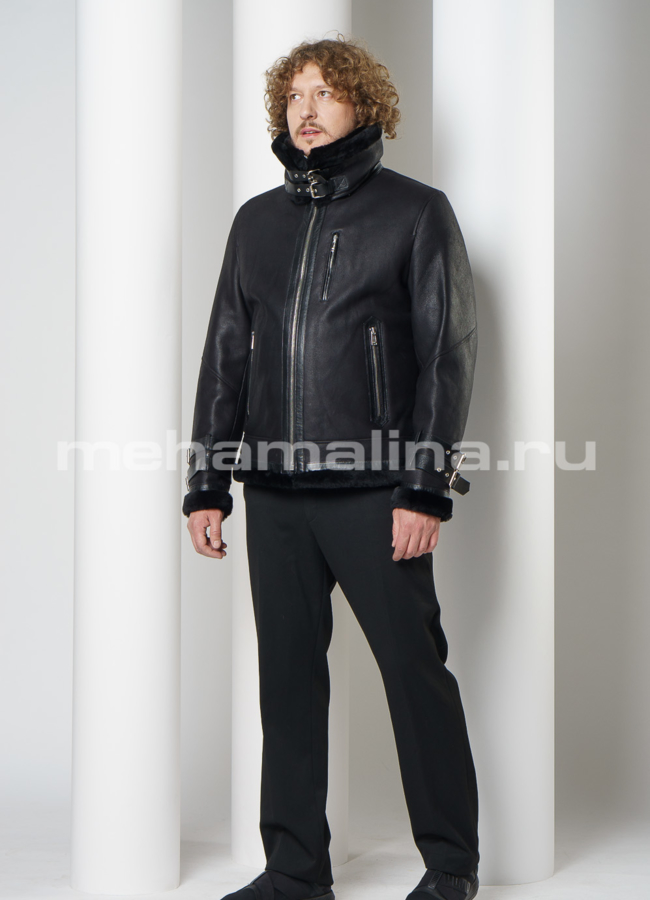 Дубленка мужская на молнии  модель № DM-126 универмаг малина