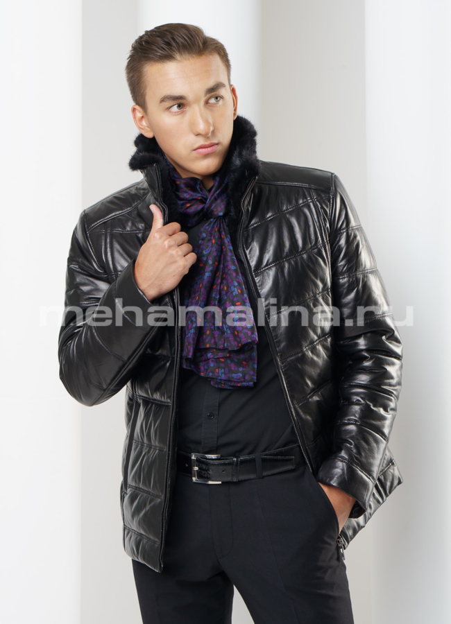 Пуховик черного цвета модель № ПМ-68 универмаг малина