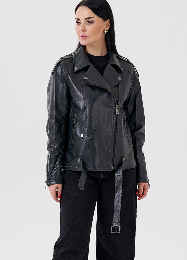 Женская куртка-косуха из натуральной кожи модель № 24086 в кредит