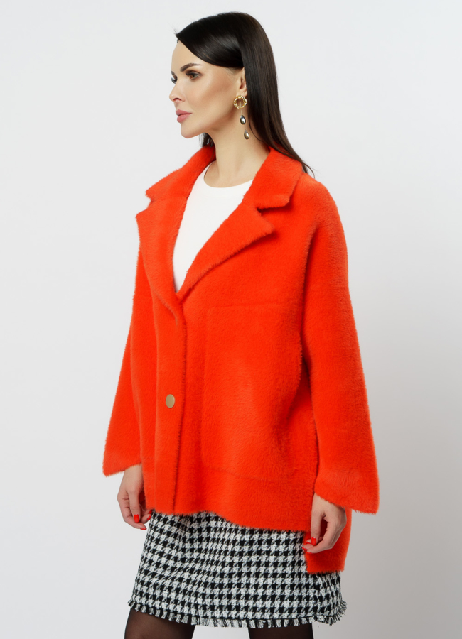 Кардиган с удлиненной спинкой оранжевого цвета модель № 18313 универмаг малина