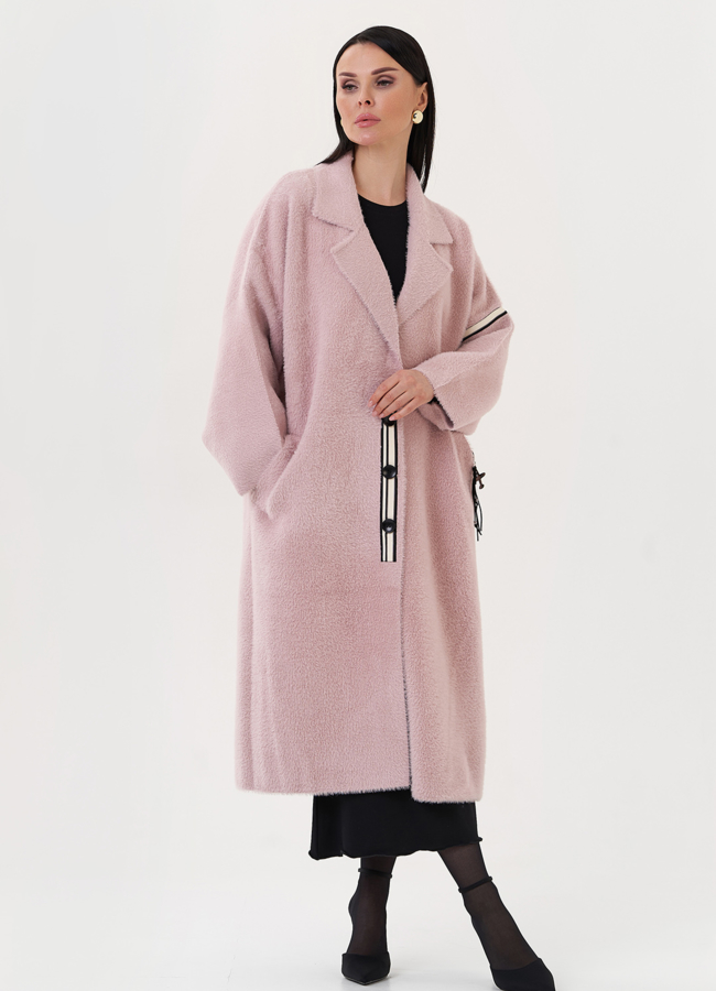 Светлый кардиган оверсайз модель № 22482 меха малина