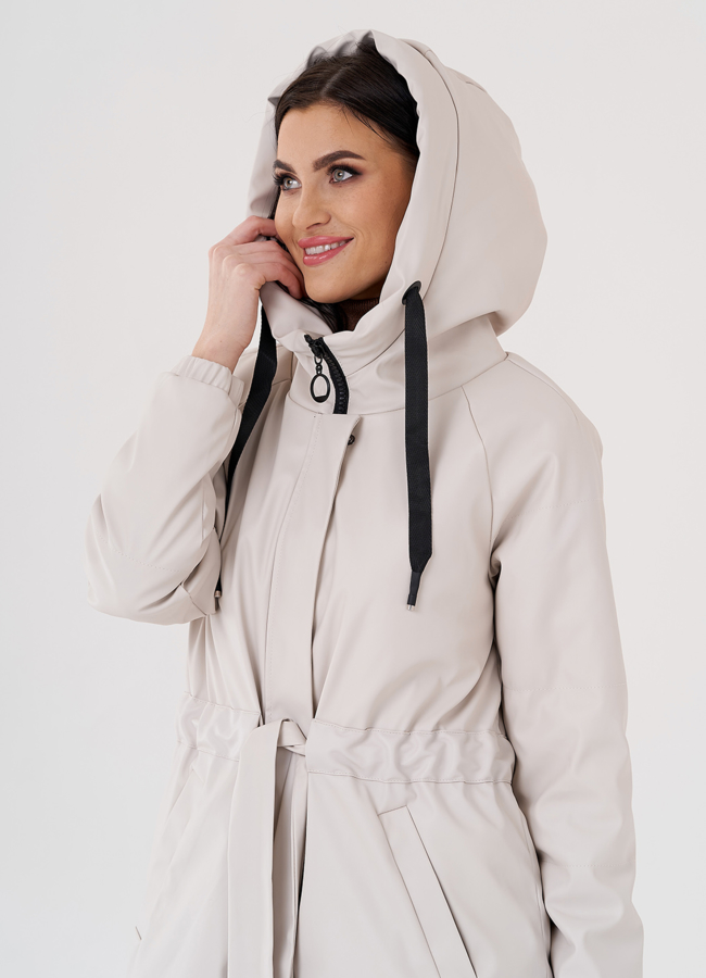 Женское удлиненное пальто из эко кожи на утеплении модель № 397 универмаг малина