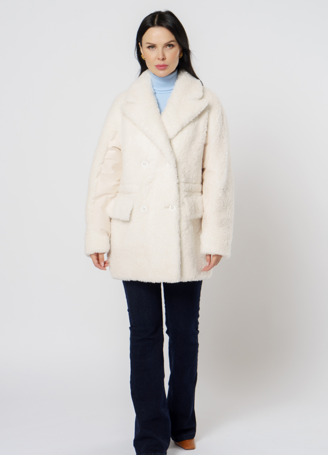фото Куртка с эко мехом белого цвета модель № 21556