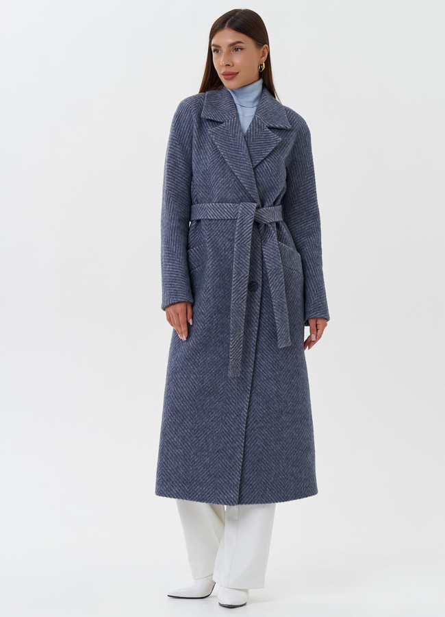 фото Длинное пальто с английским воротником модель № 27670