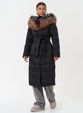 Пуховик с капюшоном из меха чернобурки