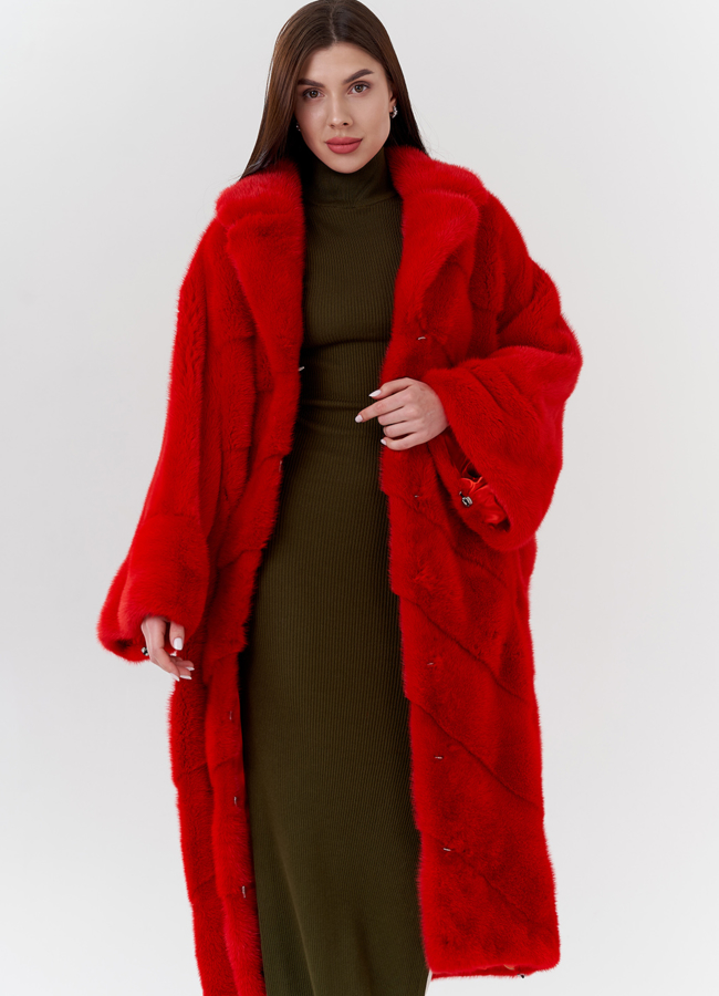 Норковая шуба с английским воротником  модель № 24223 универмаг малина