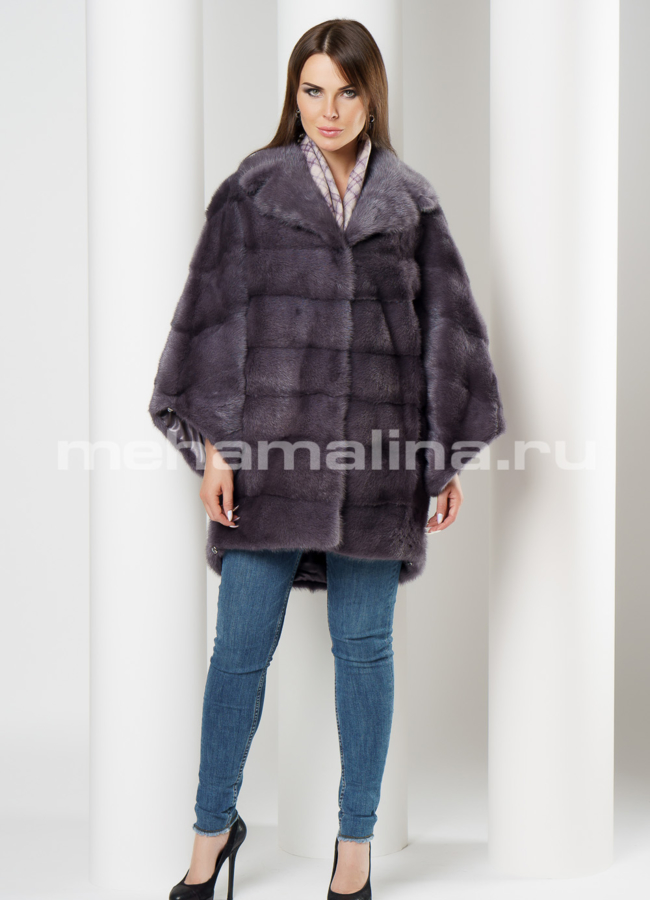 Шуба из норки цвет графит модель № S-630 в кредит