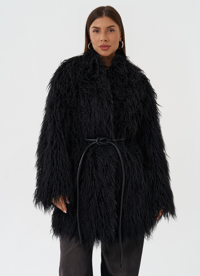 Шуба из эко меха под ламу модель № 28546 в рассрочку