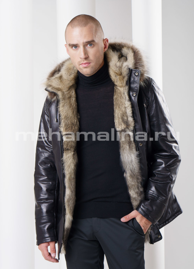 Дубленка на волке со съемным капюшоном модель № DM-83 универмаг малина