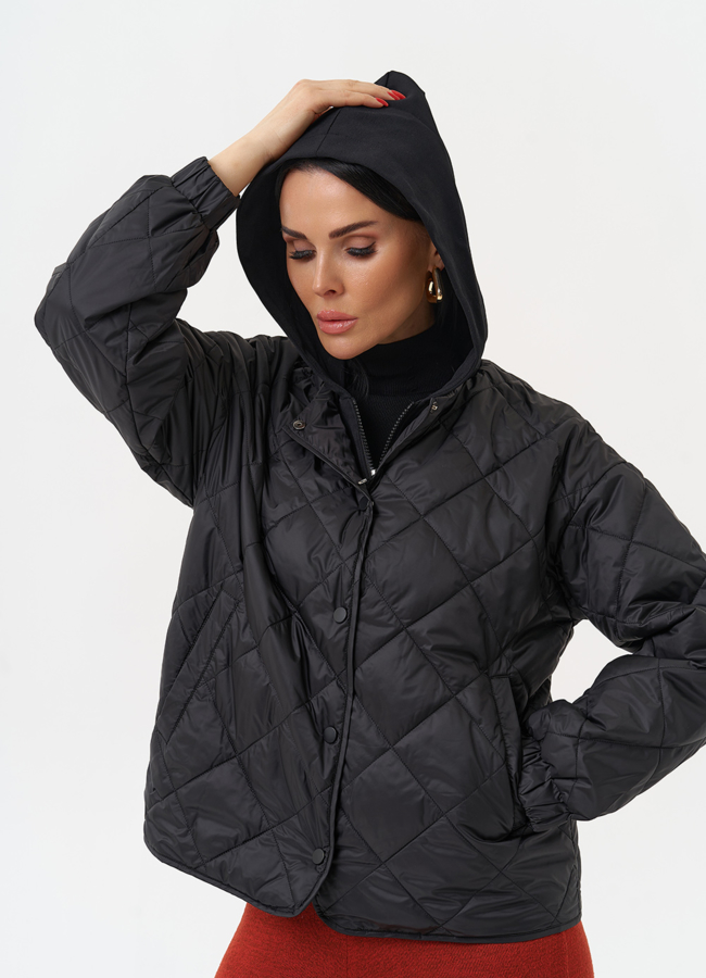 фото Куртка женская с трикотажным капюшоном модель № 30030