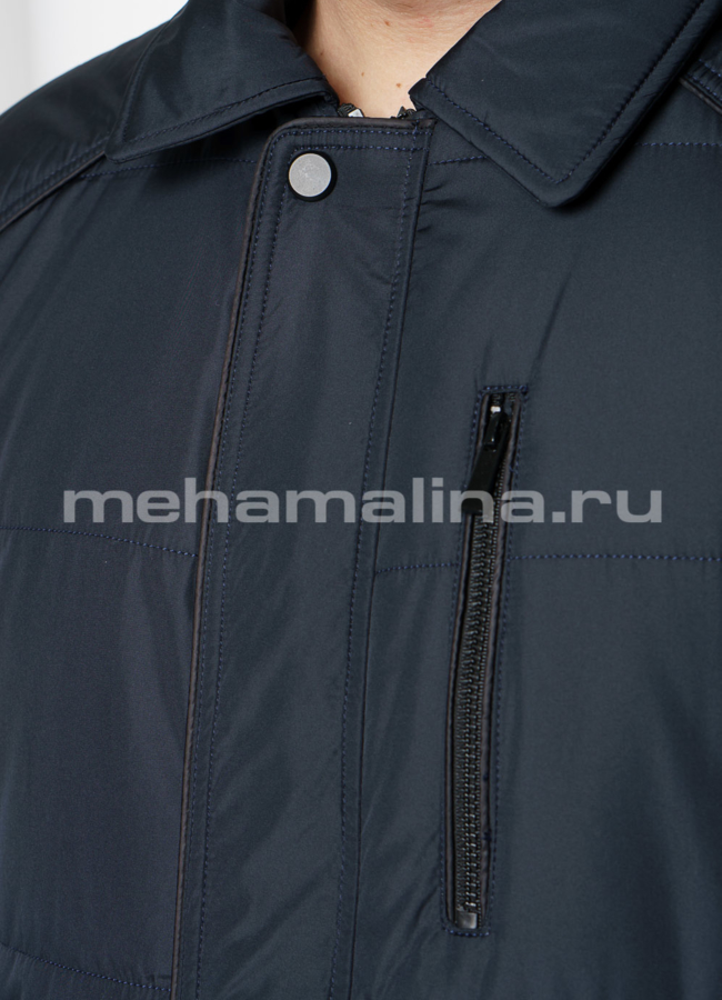 Утепленная куртка темно-синего цвета с отложным воротником модель № 1921 в рассрочку Утепленная куртка темно-синего цвета с отложным воротником модель № 1921 в рассрочку