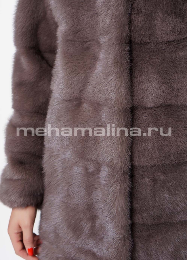 Шуба из норки с воротником стойка в цвете лаванда модель № S-735 универмаг малина