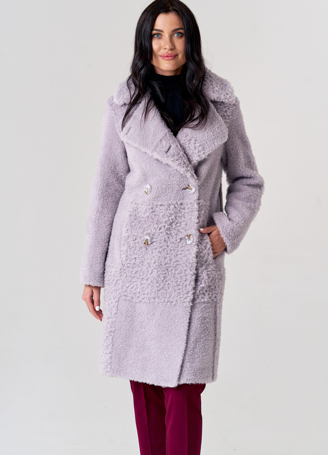 Двубортное пальто из шерсти модель № 21145 универмаг малина