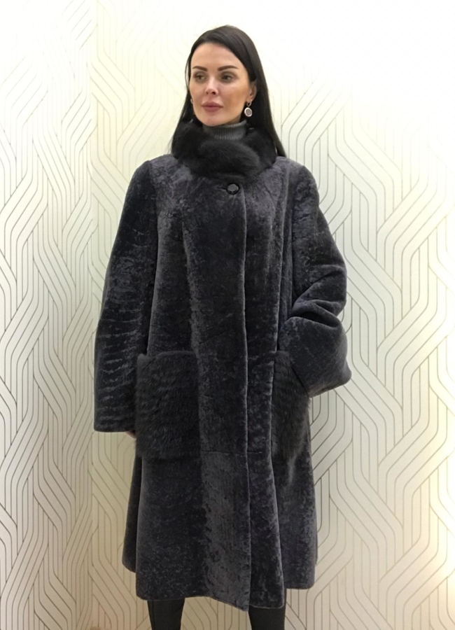 Шуба из астрагана модель № АС-44 меха малина