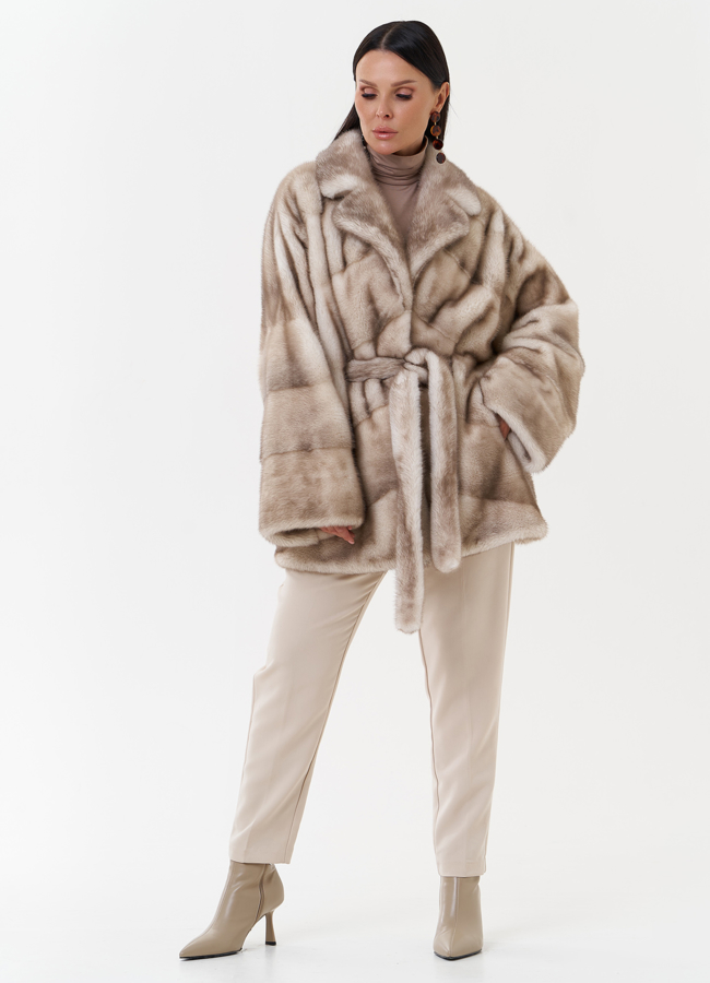 фото Женская норковая шуба с английским воротником модель № 27650