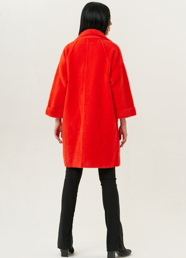 Женский кардиган с английским воротником в оранжевом цвете модель № 1829 в кредит