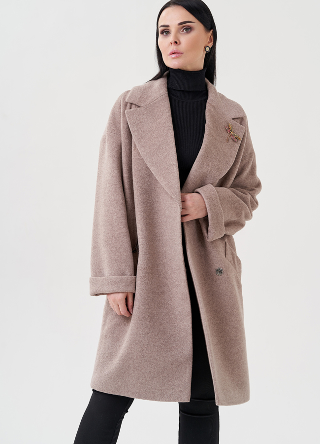 Женское пальто в коричневом цвете модель № 23961 универмаг малина