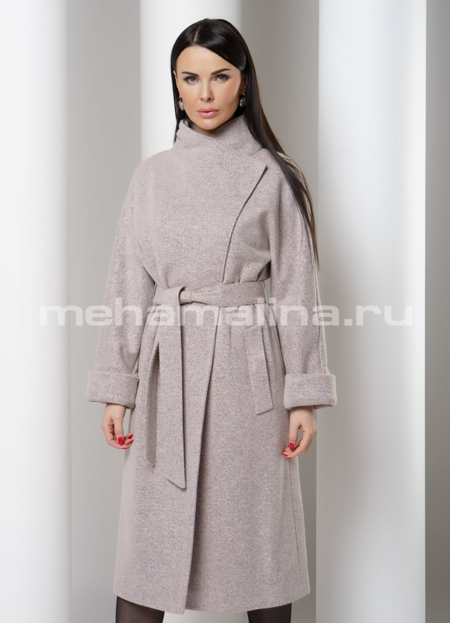 Пальто прямое под пояс модель № 2463 универмаг малина