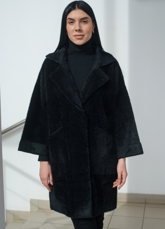 Кардиган  с английским воротником черного цвета  модель № 22505 универмаг малина