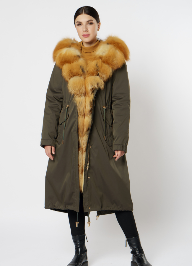 Парка в цвете хаки, отделка лиса модель № 12262 в кредит