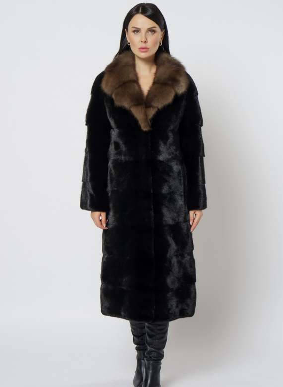 Шуба из норки с английским воротником