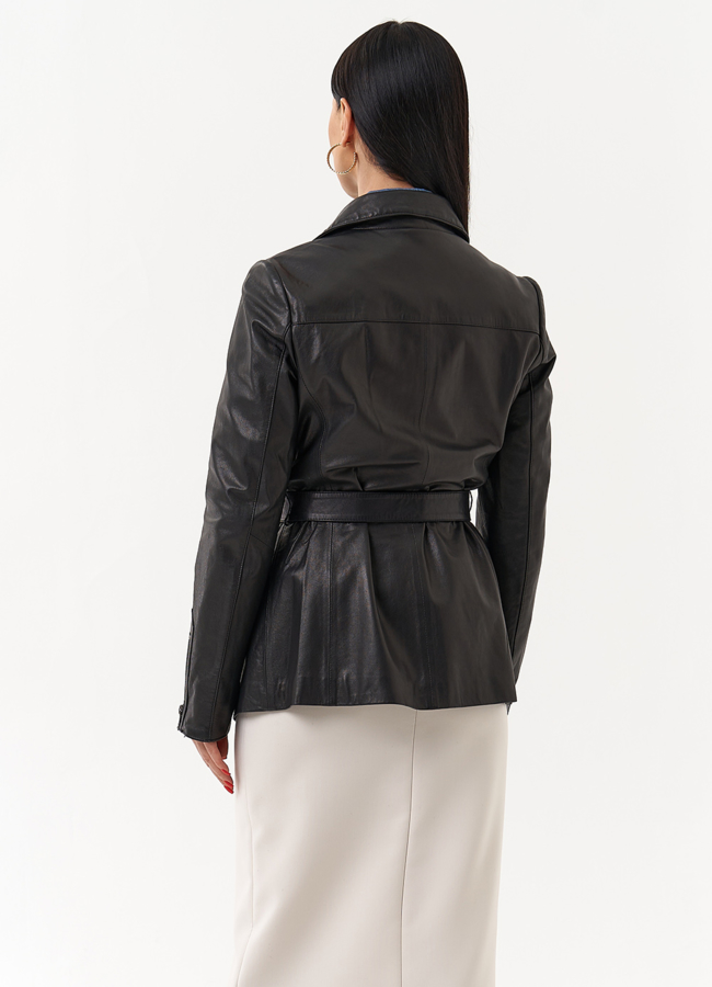 фото Кожаная куртка с поясом модель № 20501 фото Кожаная куртка с поясом модель № 20501