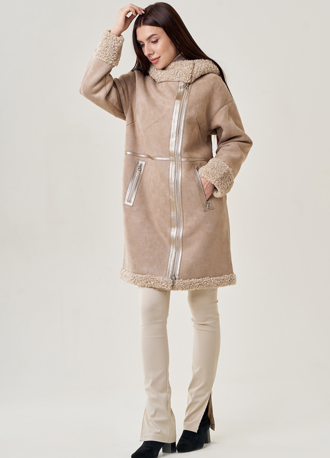 Женская дубленка из искусственного меха модель № 23067 универмаг малина