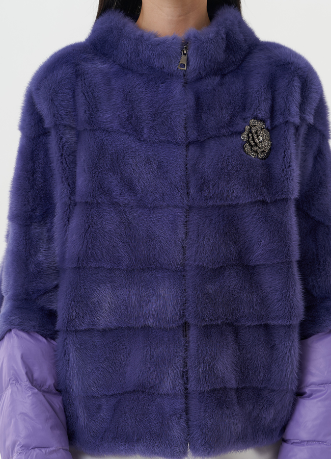 Короткая шуба-трансформер из меха норки модель № 2175 универмаг малина