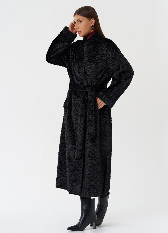 Пальто из эко меха под каракуля модель № 28672 в кредит