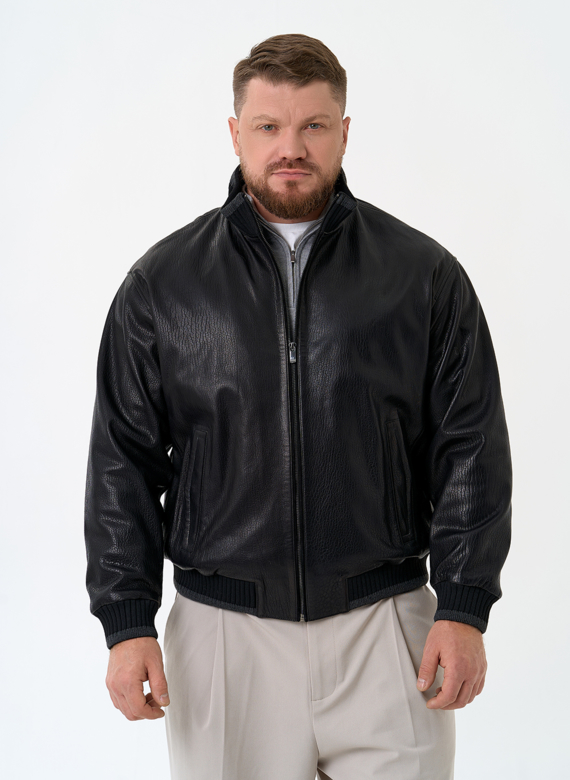 Мужская куртка бомбер из натуральной кожи