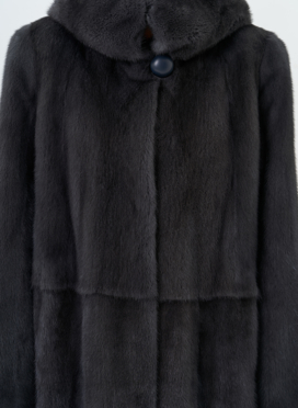 Женская шуба из меха норки с капюшоном