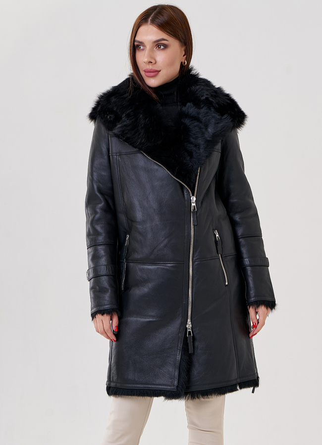 Натуральная дубленка на тоскане модель № 21845 универмаг малина