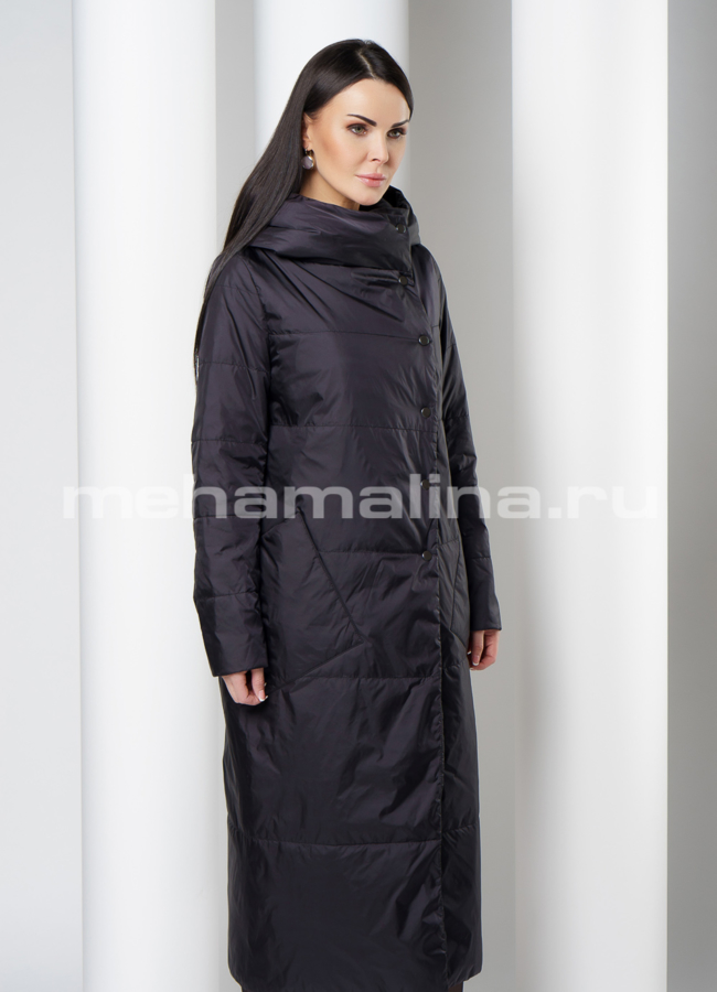 Утепленное пальто с капюшоном модель № 117 универмаг малина