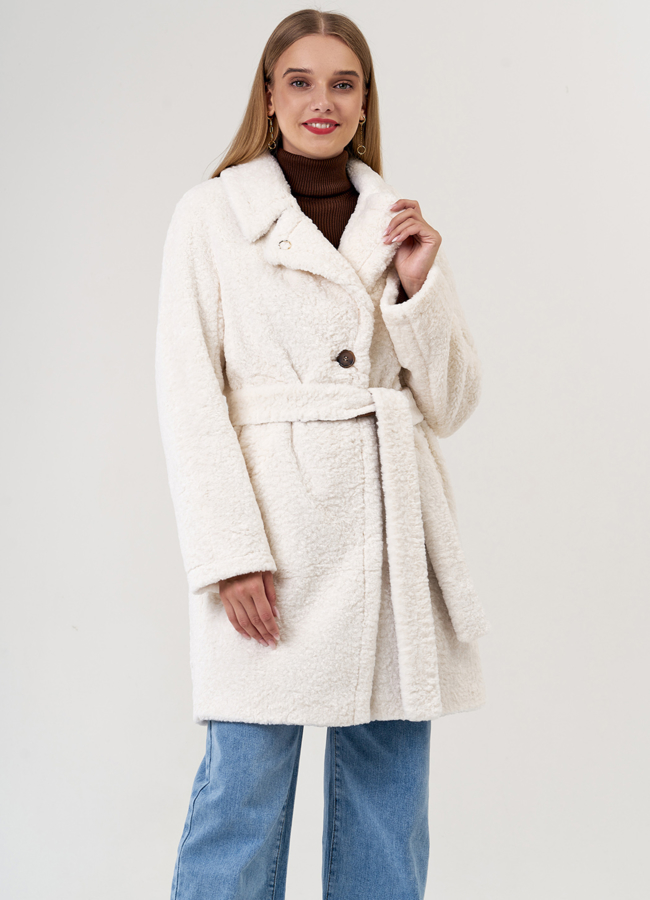 Полупальто с английским воротником модель № 21499 меха малина