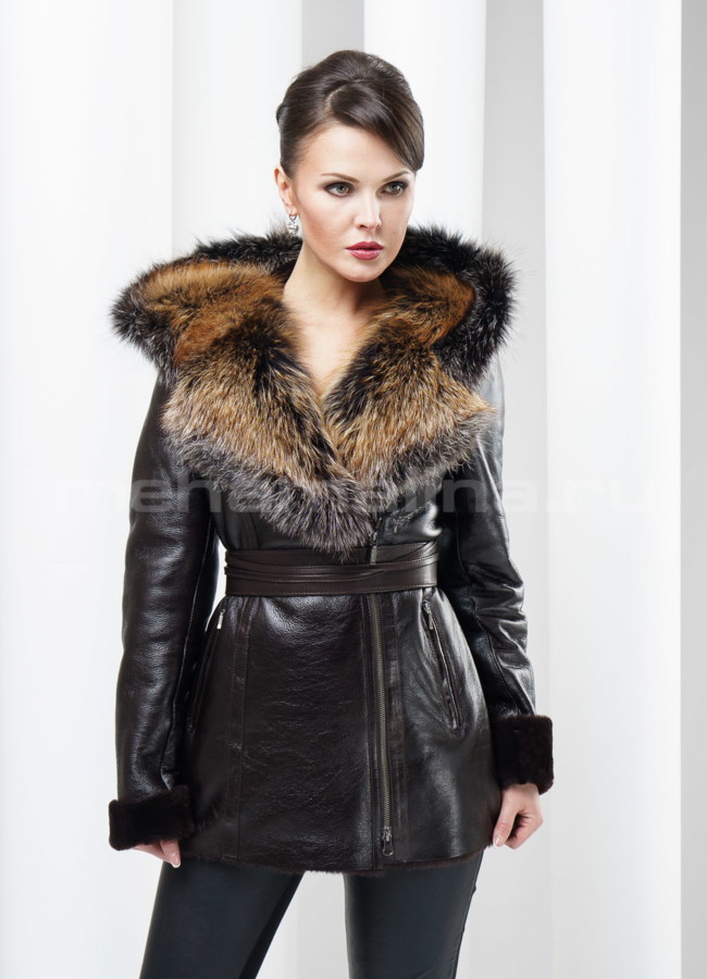 фото Дубленка на молнии, укороченная модель № D-114