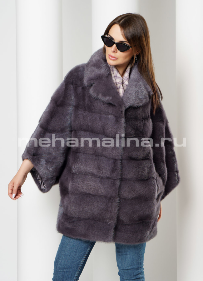 Шуба из норки цвет графит модель № S-630 универмаг малина