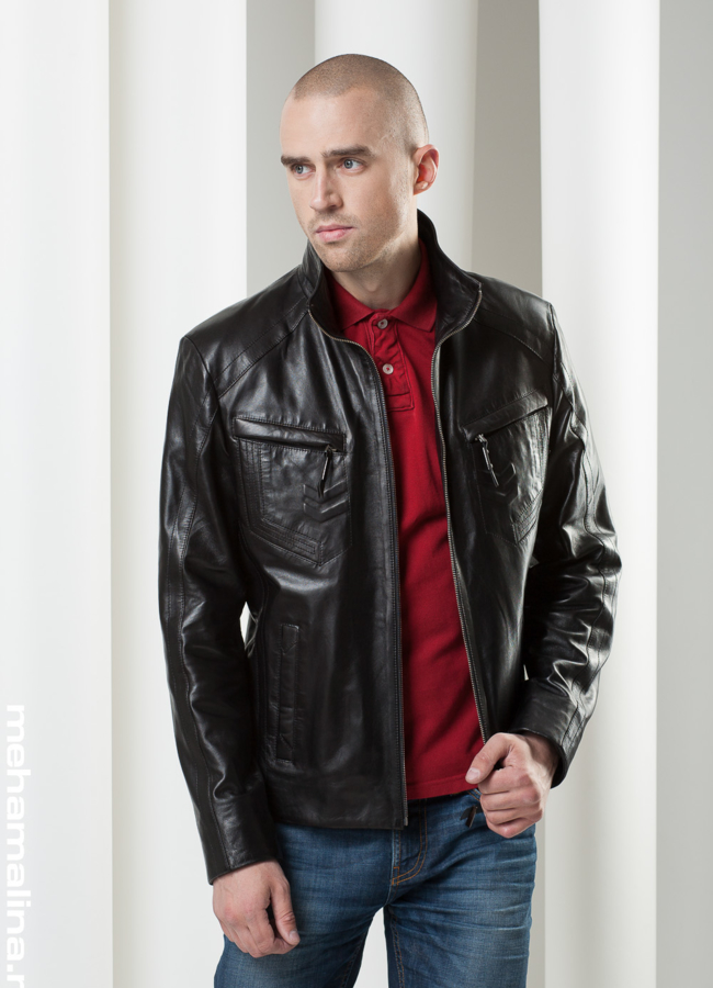 фото Кожаная куртка на молнии модель № KP-67