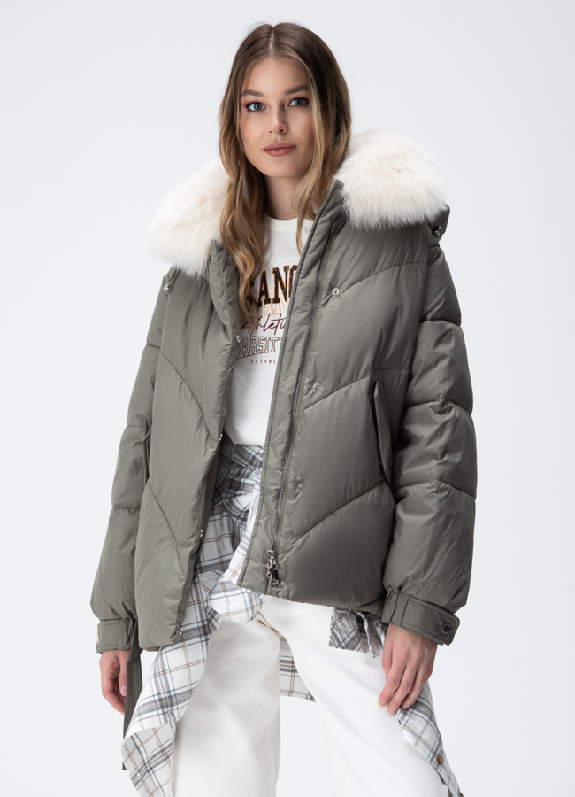 Женский пуховик с капюшоном модель № 28387 в кредит