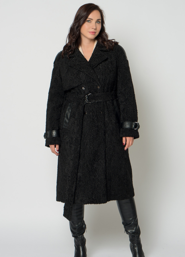 фото Утепленное пальто из искусственного меха модель № 21498