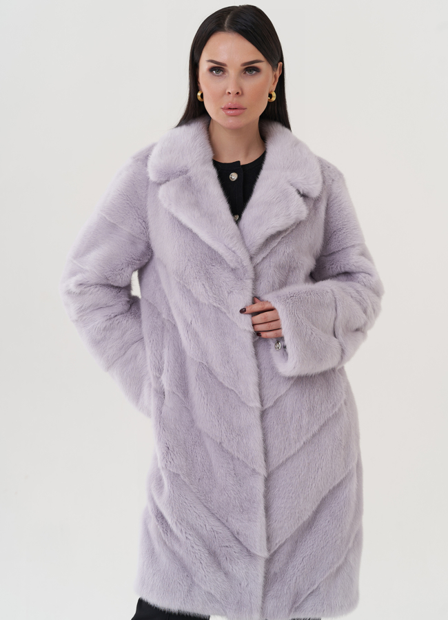 Шуба из норки с английским воротником  модель № 26020 универмаг малина