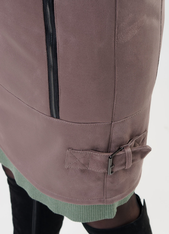 Дубленка из эко кожи с капюшоном модель № 82005 универмаг малина