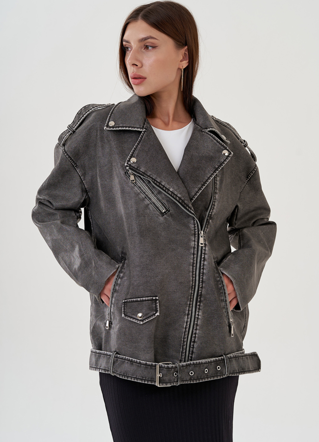 Куртка косуха женская оверсайз  модель № 81208 универмаг малина