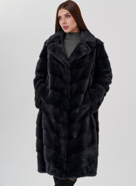 Норковая шуба с английским воротником в сером цвете Норковая шуба с английским воротником в сером цвете