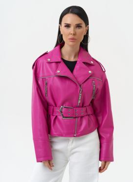 Куртка косуха из эко кожи розового цвета