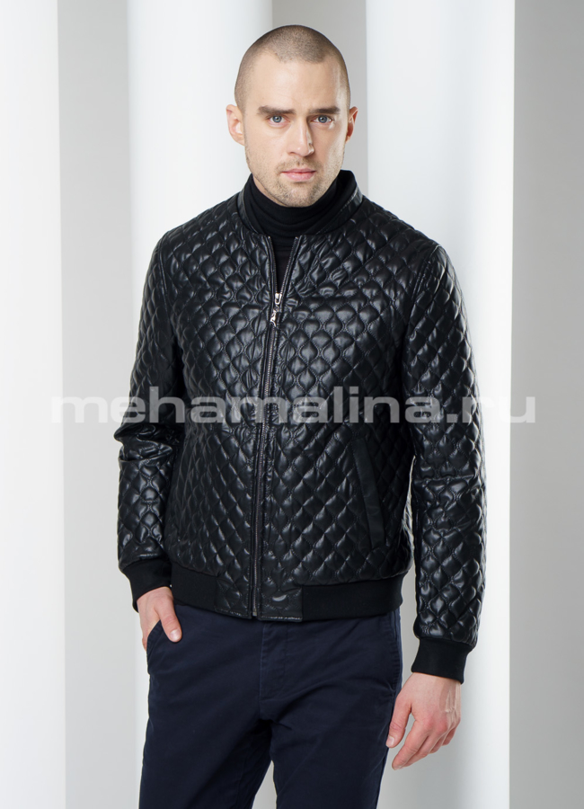 Мужская куртка на резинке модель № KP-202 меха малина