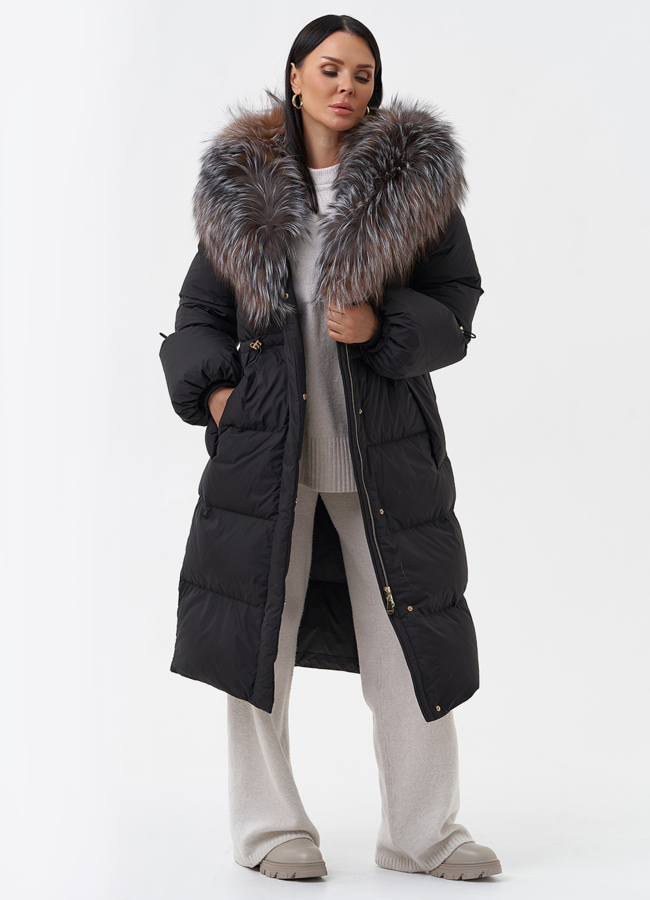 Пуховик с капюшоном отделка блюфрост модель № 29361 универмаг малина