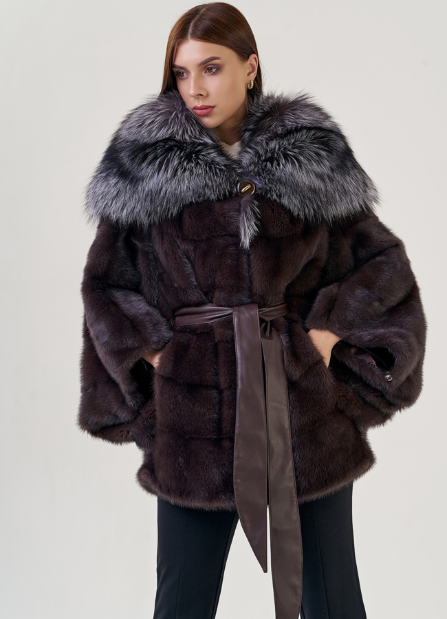 Норковая шуба оверсайз модель № 76865 универмаг малина
