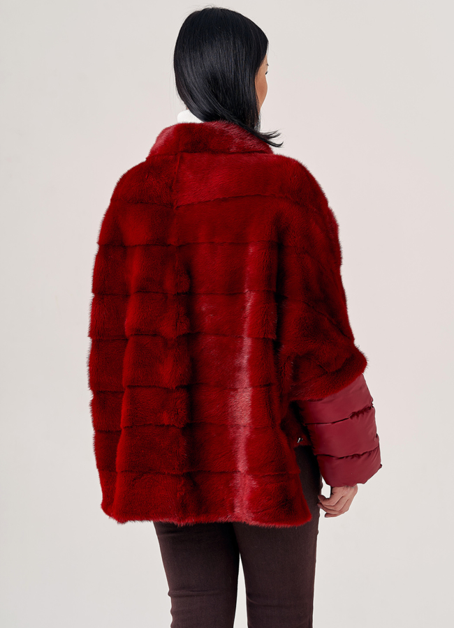 Короткая шуба из норки на молнии  модель № 23711 универмаг малина